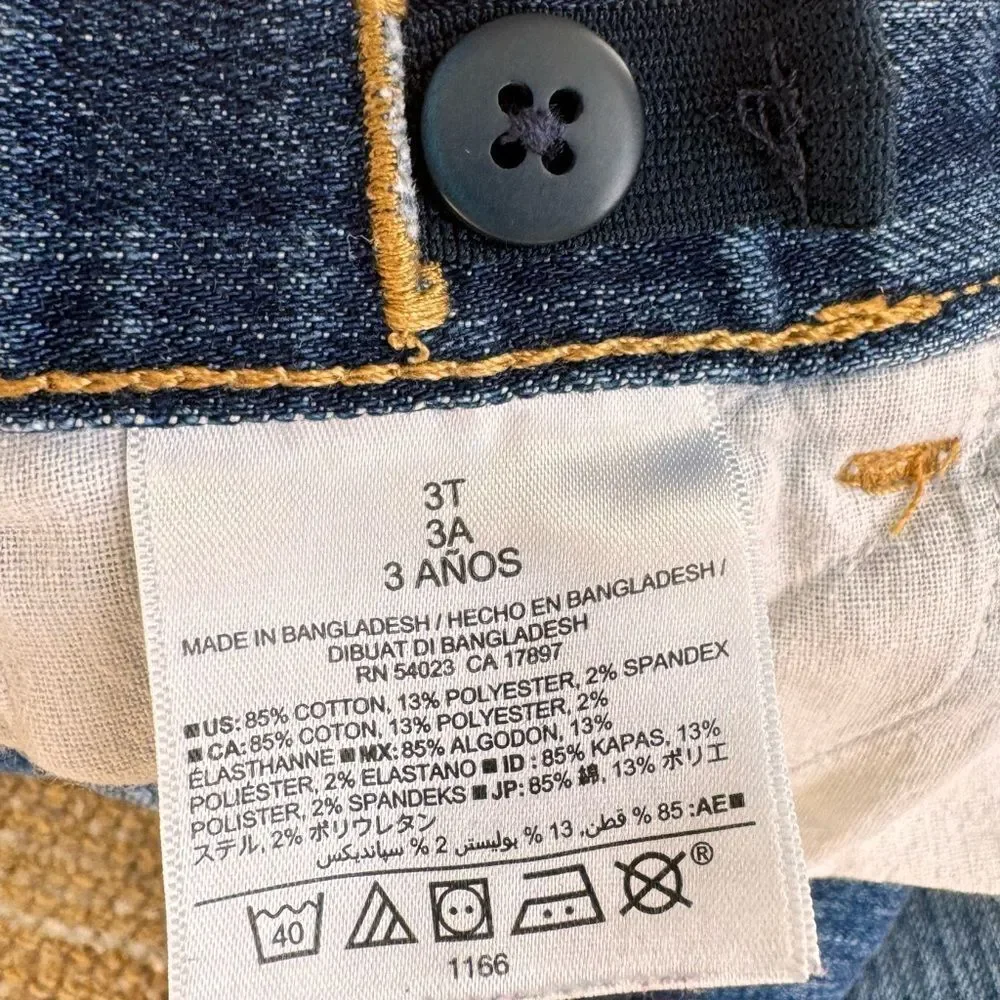 Old Navy Girls Kids Bootcut Blue Denim Adjustable Waist Stretch Jeans. 3. 3T.